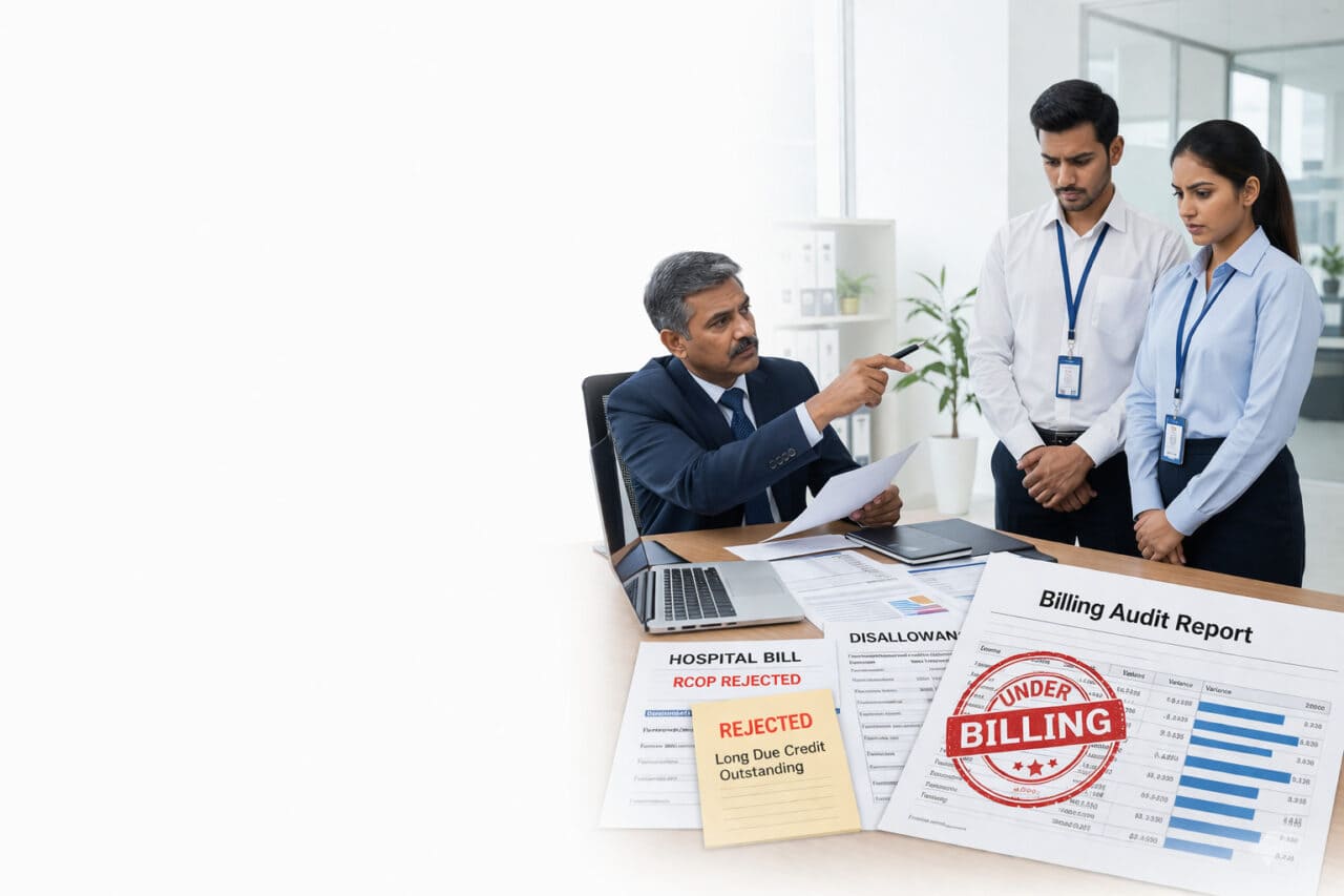 Hospital billing audit identifying revenue leakage, under billing, and rejected claims to improve hospital financial performance