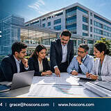 Hospital project consultants in South India reviewing plans for a new multispecia